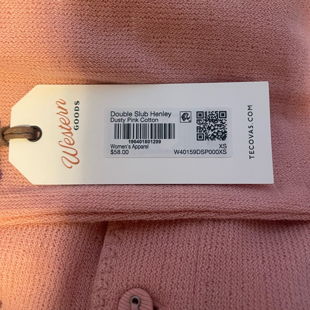 Tecovas Dusty Pink Henley NWT